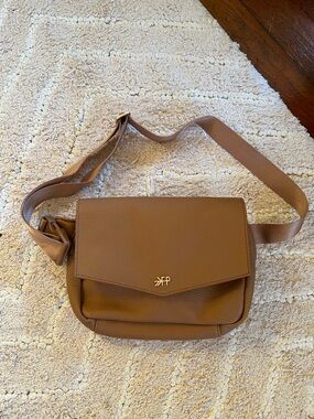 Freshly Picked Tan Crossbody Bag with Gold Logo